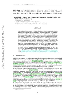 CIFAR-10-Warehouse: Broad and More Realistic Testbeds in Model
  Generalization Analysis