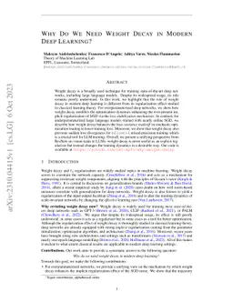 Why Do We Need Weight Decay in Modern Deep Learning?