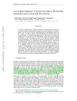 Alice Benchmarks: Connecting Real World Re-Identification with the
  Synthetic
