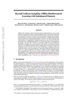 Beyond Uniform Sampling: Offline Reinforcement Learning with Imbalanced
  Datasets