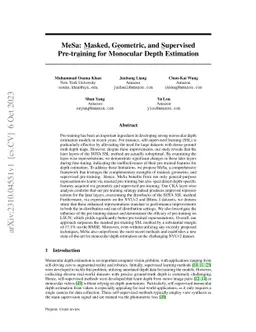 MeSa: Masked, Geometric, and Supervised Pre-training for Monocular Depth
  Estimation