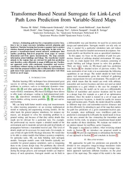 Transformer-Based Neural Surrogate for Link-Level Path Loss Prediction
  from Variable-Sized Maps