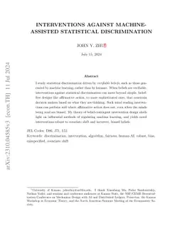 Interventions Against Machine-Assisted Statistical Discrimination