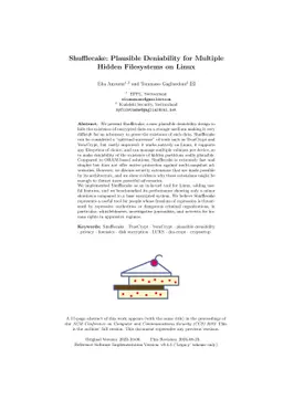 Shufflecake: Plausible Deniability for Multiple Hidden Filesystems on
  Linux