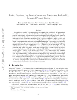Profit: Benchmarking Personalization and Robustness Trade-off in
  Federated Prompt Tuning