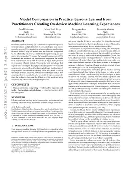 Model Compression in Practice: Lessons Learned from Practitioners
  Creating On-device Machine Learning Experiences