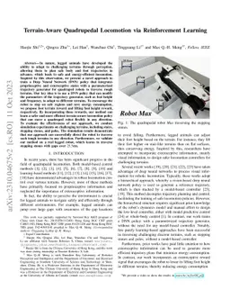 Terrain-Aware Quadrupedal Locomotion via Reinforcement Learning