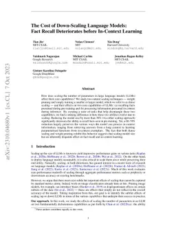 The Cost of Down-Scaling Language Models: Fact Recall Deteriorates
  before In-Context Learning