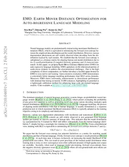 EMO: Earth Mover Distance Optimization for Auto-Regressive Language
  Modeling