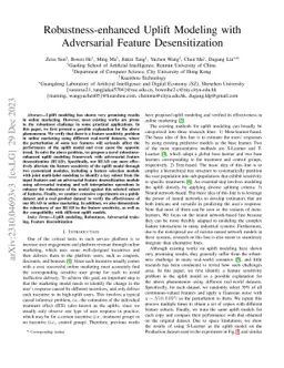 Robustness-enhanced Uplift Modeling with Adversarial Feature
  Desensitization
