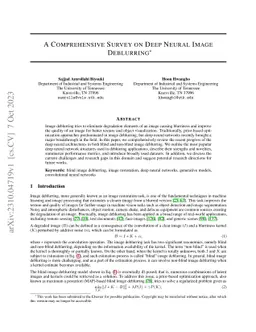 A Comprehensive Survey on Deep Neural Image Deblurring