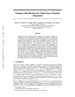 Subspace Identification for Multi-Source Domain Adaptation