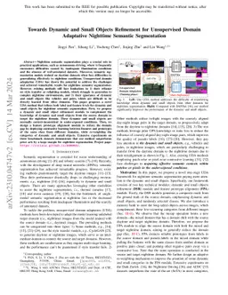 Towards Dynamic and Small Objects Refinement for Unsupervised Domain
  Adaptative Nighttime Semantic Segmentation
