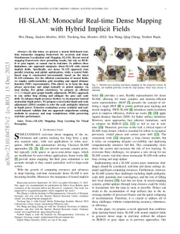 HI-SLAM: Monocular Real-time Dense Mapping with Hybrid Implicit Fields