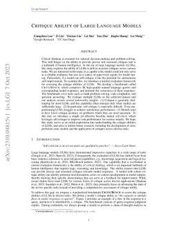 Critique Ability of Large Language Models