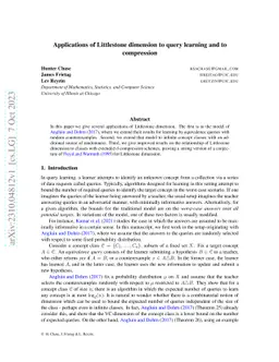 Applications of Littlestone dimension to query learning and to
  compression