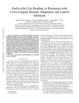 End-to-End Lip Reading in Romanian with Cross-Lingual Domain Adaptation
  and Lateral Inhibition