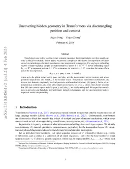 Uncovering hidden geometry in Transformers via disentangling position
  and context