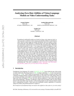 Analyzing Zero-Shot Abilities of Vision-Language Models on Video
  Understanding Tasks