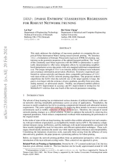 SWAP: Sparse Entropic Wasserstein Regression for Robust Network Pruning