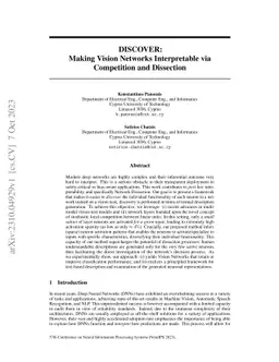 DISCOVER: Making Vision Networks Interpretable via Competition and
  Dissection
