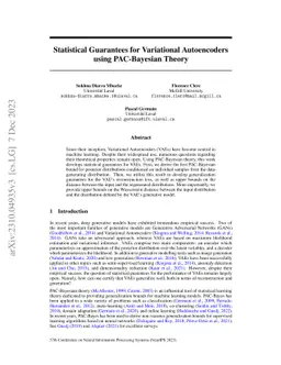 Statistical Guarantees for Variational Autoencoders using PAC-Bayesian
  Theory