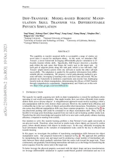 Diff-Transfer: Model-based Robotic Manipulation Skill Transfer via
  Differentiable Physics Simulation