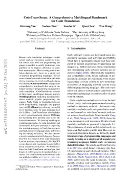 CodeTransOcean: A Comprehensive Multilingual Benchmark for Code
  Translation