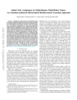 Initial Task Assignment in Multi-Human Multi-Robot Teams: An
  Attention-enhanced Hierarchical Reinforcement Learning Approach