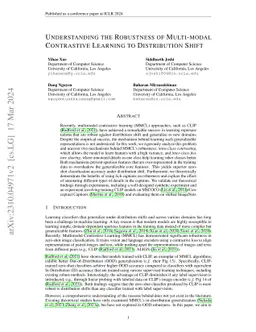 Understanding the Robustness of Multi-modal Contrastive Learning to
  Distribution Shift
