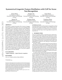 Symmetrical Linguistic Feature Distillation with CLIP for Scene Text
  Recognition