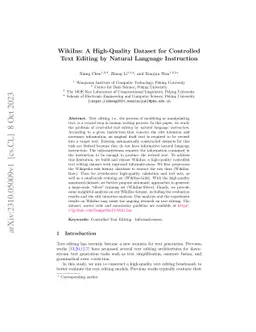WikiIns: A High-Quality Dataset for Controlled Text Editing by Natural
  Language Instruction