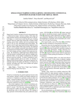 Single Stage Warped Cloth Learning and Semantic-Contextual Attention
  Feature Fusion for Virtual TryOn