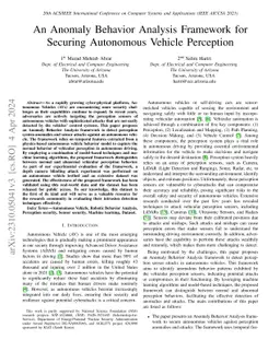 An Anomaly Behavior Analysis Framework for Securing Autonomous Vehicle
  Perception