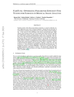 FairTune: Optimizing Parameter Efficient Fine Tuning for Fairness in
  Medical Image Analysis