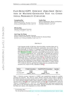 Fast-DetectGPT: Efficient Zero-Shot Detection of Machine-Generated Text
  via Conditional Probability Curvature