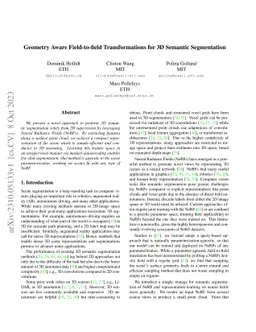 Geometry Aware Field-to-field Transformations for 3D Semantic
  Segmentation