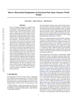 Hieros: Hierarchical Imagination on Structured State Space Sequence
  World Models