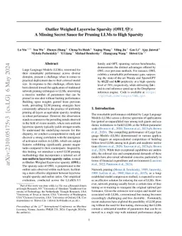 Outlier Weighed Layerwise Sparsity (OWL): A Missing Secret Sauce for Pruning LLMs to High Sparsity