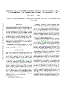 Boosting Facial Action Unit Detection Through Jointly Learning Facial
  Landmark Detection and Domain Separation and Reconstruction