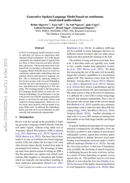 Generative Spoken Language Model based on continuous word-sized audio
  tokens