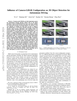 Influence of Camera-LiDAR Configuration on 3D Object Detection for
  Autonomous Driving