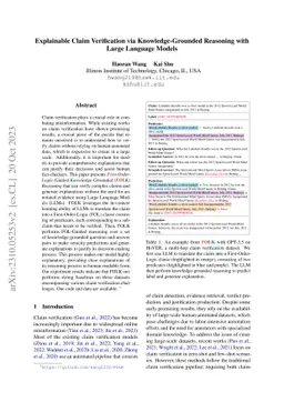 Explainable Claim Verification via Knowledge-Grounded Reasoning with
  Large Language Models
