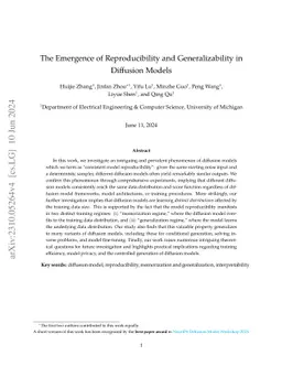 The Emergence of Reproducibility and Generalizability in Diffusion
  Models