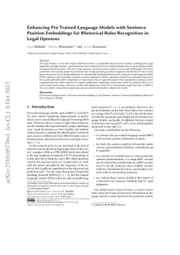 Enhancing Pre-Trained Language Models with Sentence Position Embeddings
  for Rhetorical Roles Recognition in Legal Opinions