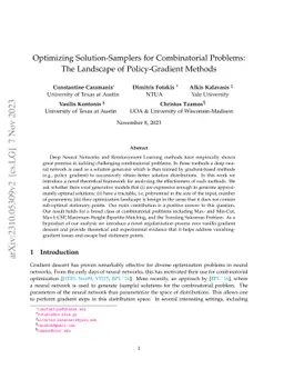 Optimizing Solution-Samplers for Combinatorial Problems: The Landscape
  of Policy-Gradient Methods