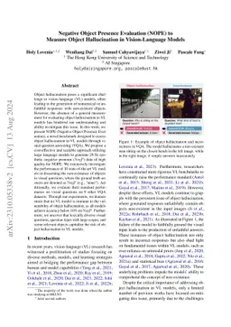 Negative Object Presence Evaluation (NOPE) to Measure Object
  Hallucination in Vision-Language Models