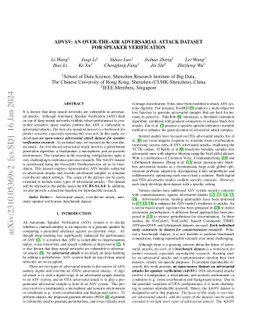 AdvSV: An Over-the-Air Adversarial Attack Dataset for Speaker
  Verification
