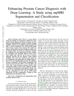 Enhancing Prostate Cancer Diagnosis with Deep Learning: A Study using
  mpMRI Segmentation and Classification