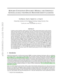 Reward-Consistent Dynamics Models are Strongly Generalizable for Offline
  Reinforcement Learning